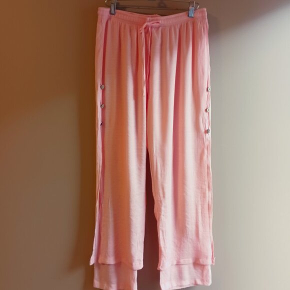 PEACH coral BOHEMIAN Beachy Flowy layered Palazzo pants Nearly New Sz S-M EUC - Picture 10 of 10